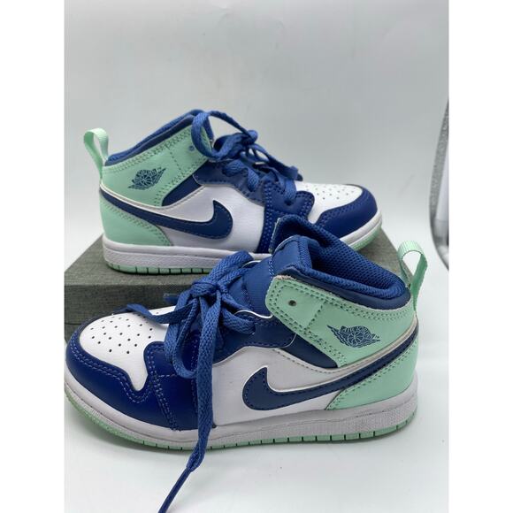 64073-413] Preschool Air Jordan Retro 1 MID 'Mystic Navy Mint size 10 C‎ - Picture 7 of 9